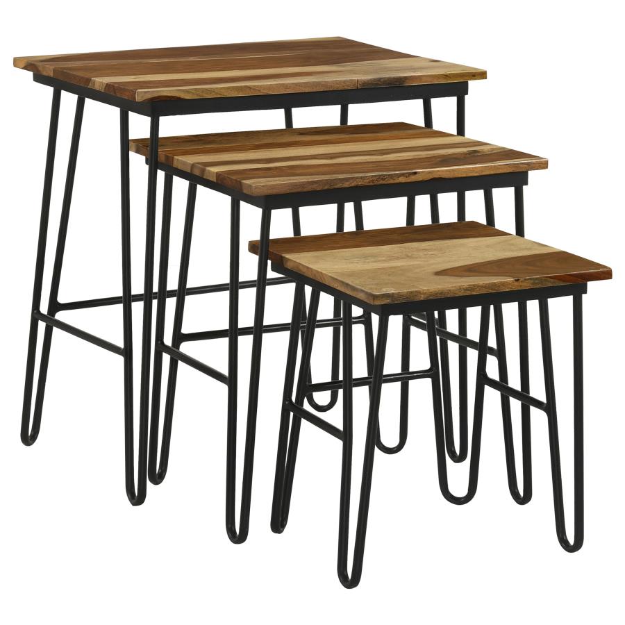 Home & Sleep Outlet - Nayeli 3-piece Solid Sheesham Wood Nesting Tables Natural