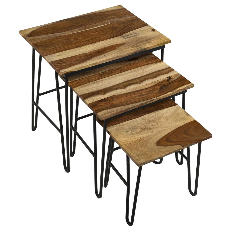 Home & Sleep Outlet - Nayeli 3-piece Solid Sheesham Wood Nesting Tables Natural