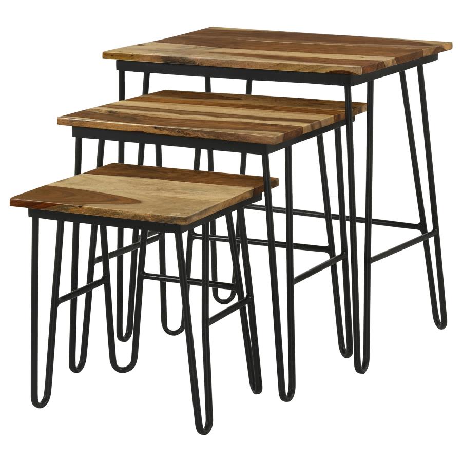 Home & Sleep Outlet - Nayeli 3-piece Solid Sheesham Wood Nesting Tables Natural