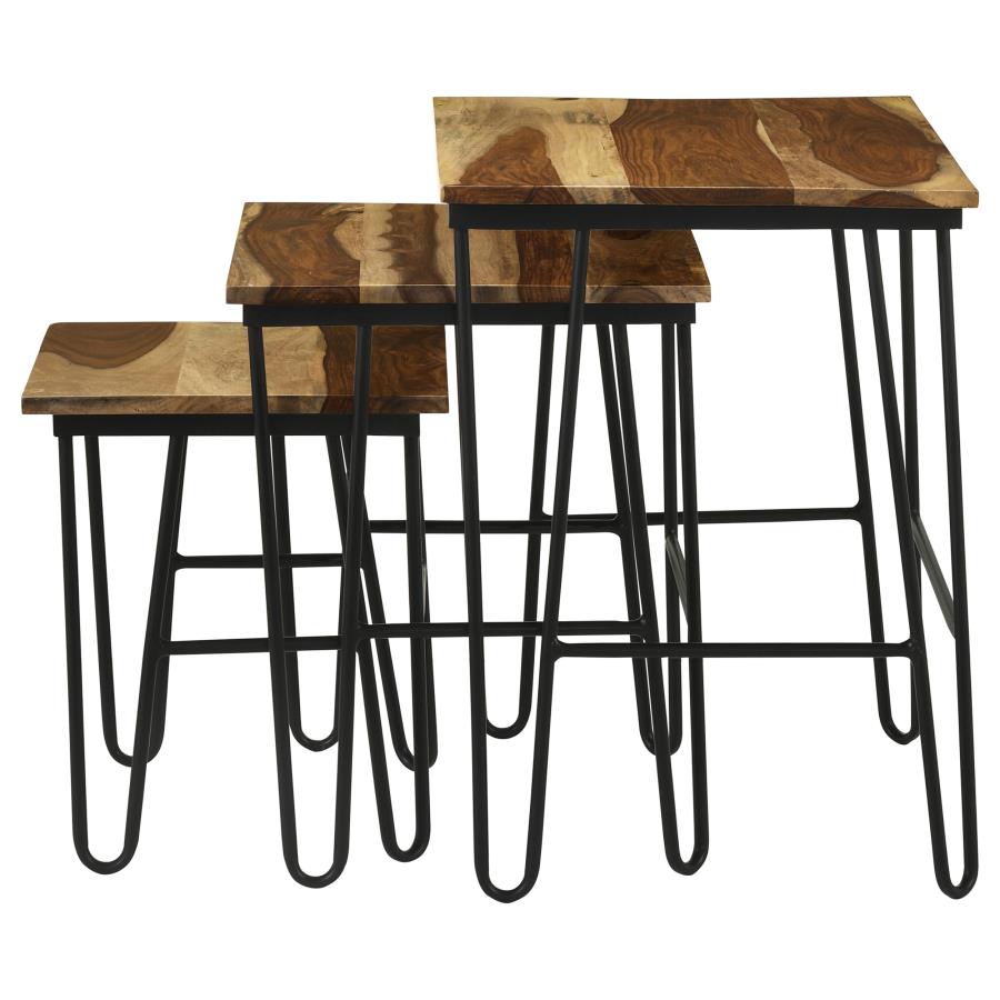 Home & Sleep Outlet - Nayeli 3-piece Solid Sheesham Wood Nesting Tables Natural