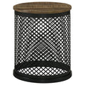 Home & Sleep Outlet - Aurora Round Drum Base Accent Side Table Natural and Black