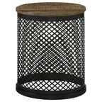Home & Sleep Outlet - Aurora Round Drum Base Accent Side Table Natural and Black