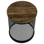 Home & Sleep Outlet - Aurora Round Drum Base Accent Side Table Natural and Black
