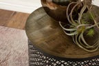 Home & Sleep Outlet - Aurora Round Drum Base Accent Side Table Natural and Black