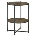 Home & Sleep Outlet - Axel Round Accent Table with Open Shelf Natural and Gunmetal