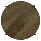 Home & Sleep Outlet - Axel Round Accent Table with Open Shelf Natural and Gunmetal