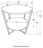 Home & Sleep Outlet - Axel Round Accent Table with Open Shelf Natural and Gunmetal