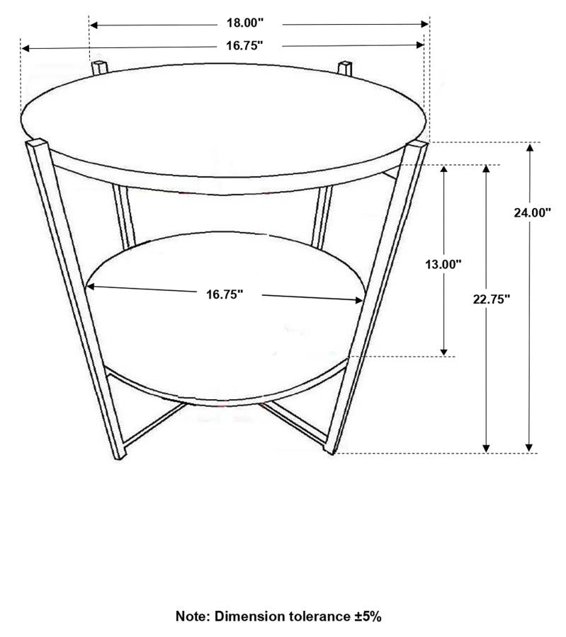 Home & Sleep Outlet - Axel Round Accent Table with Open Shelf Natural and Gunmetal