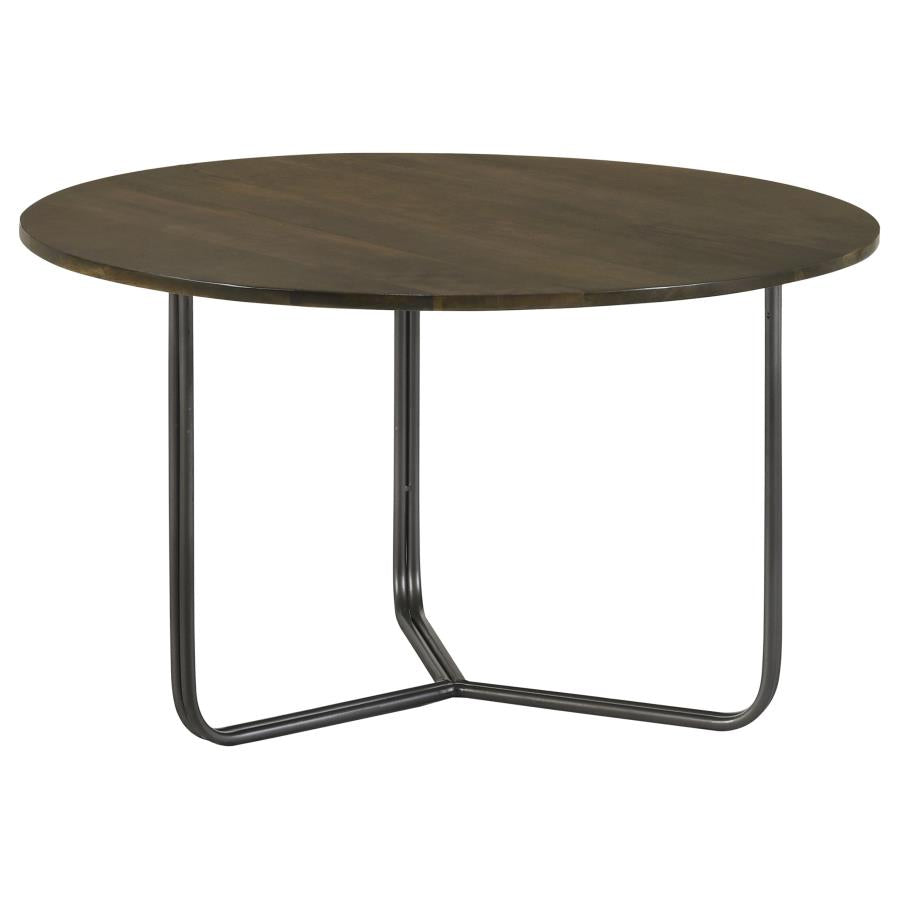 Home & Sleep Outlet - Yaritza Round Mango Wood Coffee Table Natural and Gunmetal