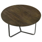 Home & Sleep Outlet - Yaritza Round Mango Wood Coffee Table Natural and Gunmetal