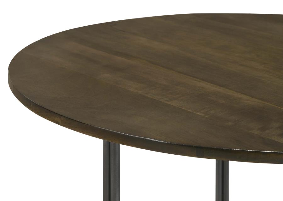 Home & Sleep Outlet - Yaritza Round Mango Wood Coffee Table Natural and Gunmetal
