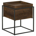 Home & Sleep Outlet - Ondrej Square Accent Side Table Removable Tray Dark Brown