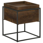 Home & Sleep Outlet - Ondrej Square Accent Side Table Removable Tray Dark Brown