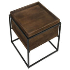 Home & Sleep Outlet - Ondrej Square Accent Side Table Removable Tray Dark Brown