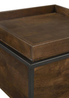 Home & Sleep Outlet - Ondrej Square Accent Side Table Removable Tray Dark Brown