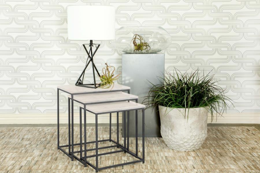 Home & Sleep Outlet - Medora 3-piece Marble Top Nesting Table Set White