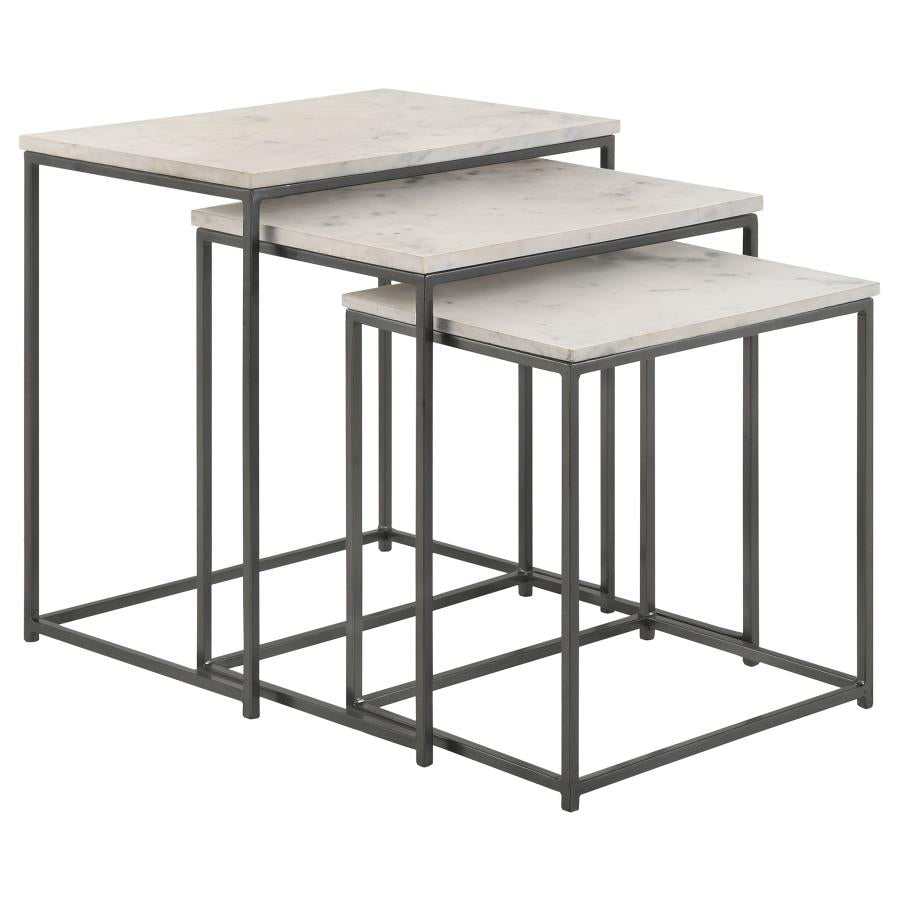 Home & Sleep Outlet - Medora 3-piece Marble Top Nesting Table Set White