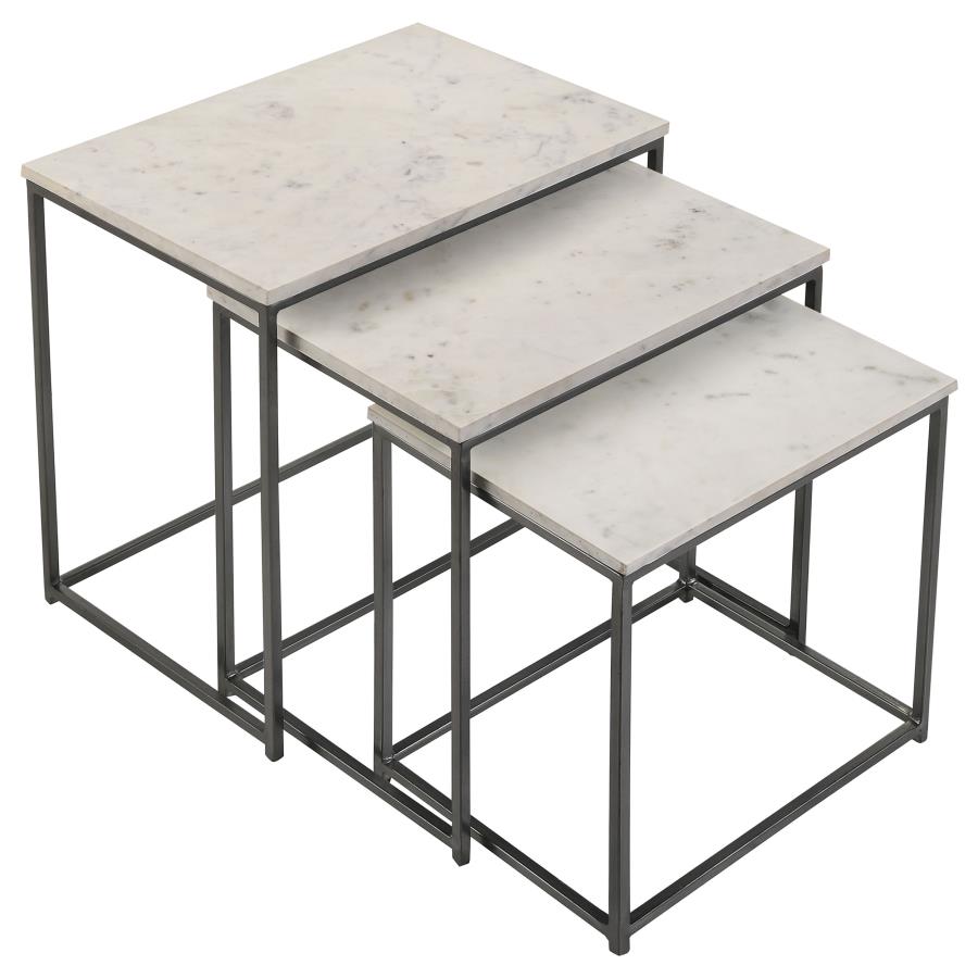 Home & Sleep Outlet - Medora 3-piece Marble Top Nesting Table Set White