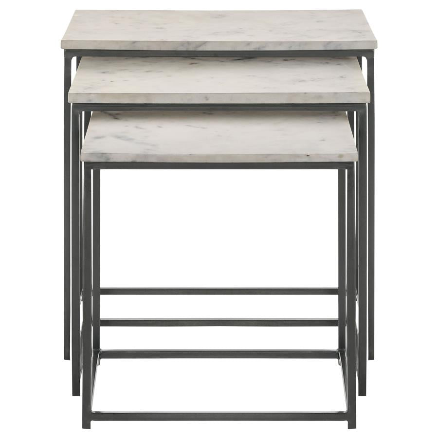 Home & Sleep Outlet - Medora 3-piece Marble Top Nesting Table Set White