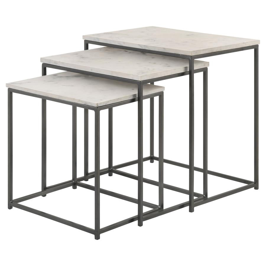 Home & Sleep Outlet - Medora 3-piece Marble Top Nesting Table Set White