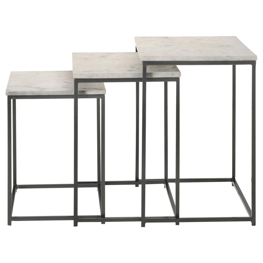 Home & Sleep Outlet - Medora 3-piece Marble Top Nesting Table Set White