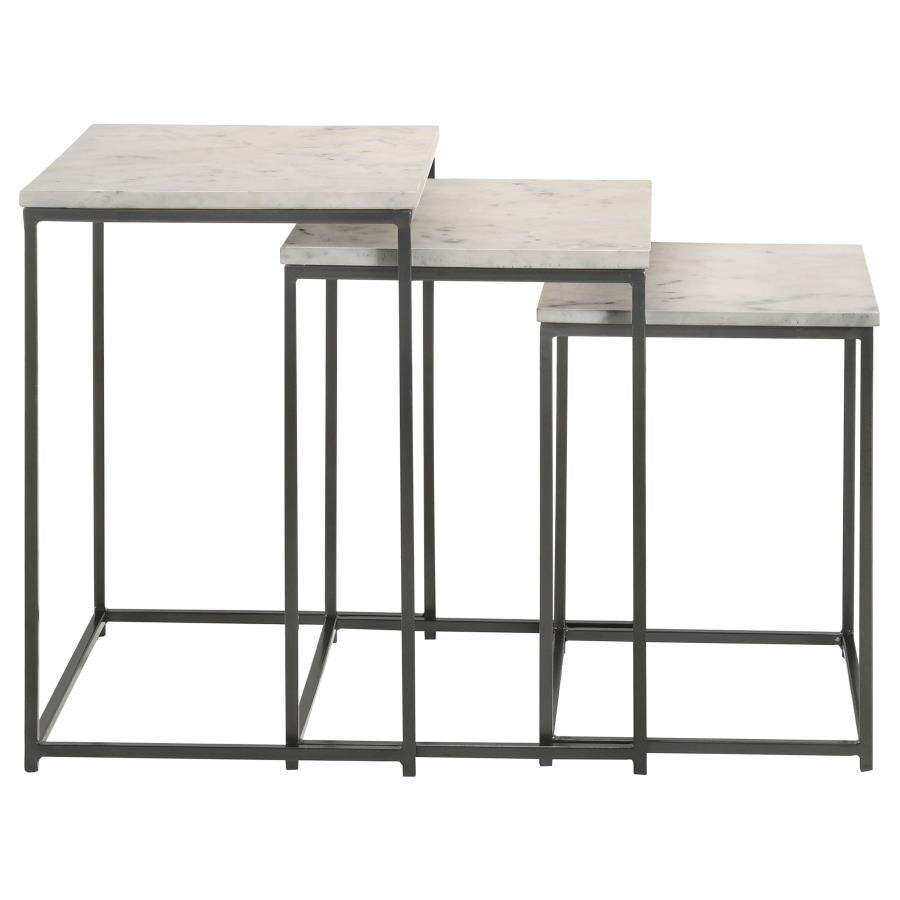 Home & Sleep Outlet - Medora 3-piece Marble Top Nesting Table Set White