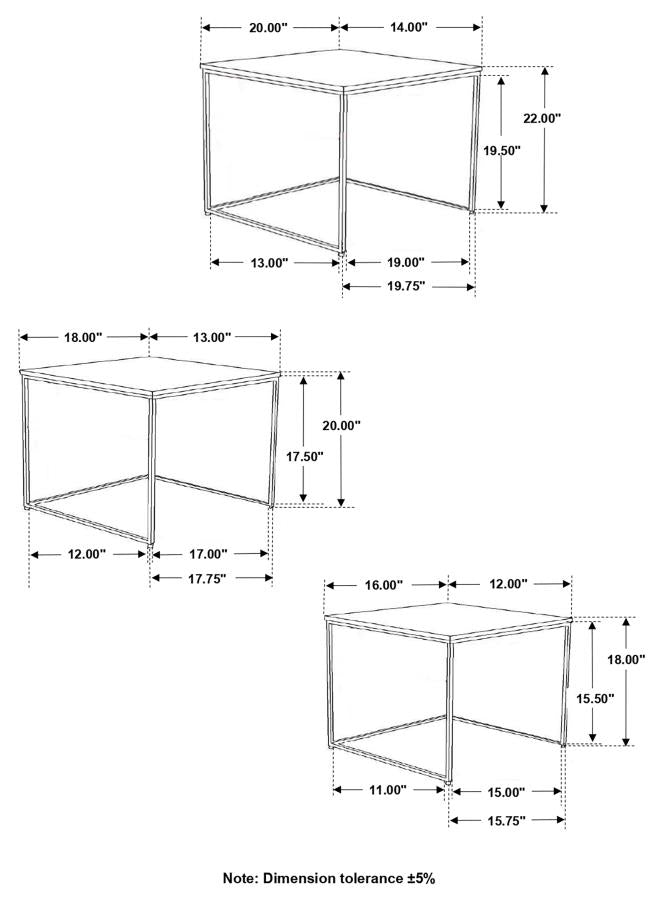 Home & Sleep Outlet - Medora 3-piece Marble Top Nesting Table Set White