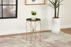 Home & Sleep Outlet - Eliska Round Green Marble Top Accent Side Table Antique Gold