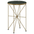 Home & Sleep Outlet - Eliska Round Green Marble Top Accent Side Table Antique Gold