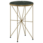 Home & Sleep Outlet - Eliska Round Green Marble Top Accent Side Table Antique Gold