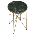Home & Sleep Outlet - Eliska Round Green Marble Top Accent Side Table Antique Gold
