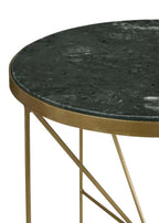 Home & Sleep Outlet - Eliska Round Green Marble Top Accent Side Table Antique Gold