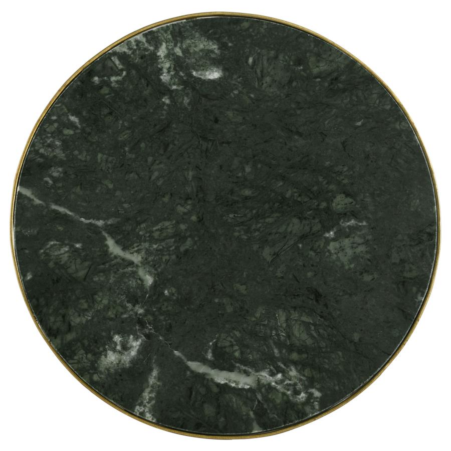 Home & Sleep Outlet - Eliska Round Green Marble Top Accent Side Table Antique Gold