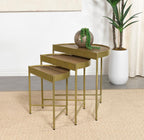 Home & Sleep Outlet - Tristen 3-Piece Demilune Nesting Table Brown and Gold