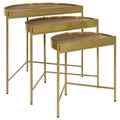 Home & Sleep Outlet - Tristen 3-Piece Demilune Nesting Table Brown and Gold