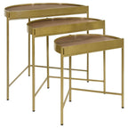 Home & Sleep Outlet - Tristen 3-Piece Demilune Nesting Table Brown and Gold
