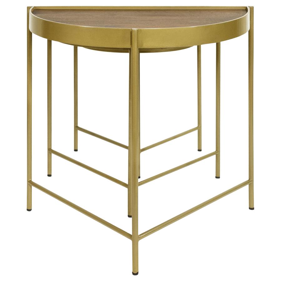 Home & Sleep Outlet - Tristen 3-Piece Demilune Nesting Table Brown and Gold