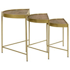 Home & Sleep Outlet - Tristen 3-Piece Demilune Nesting Table Brown and Gold