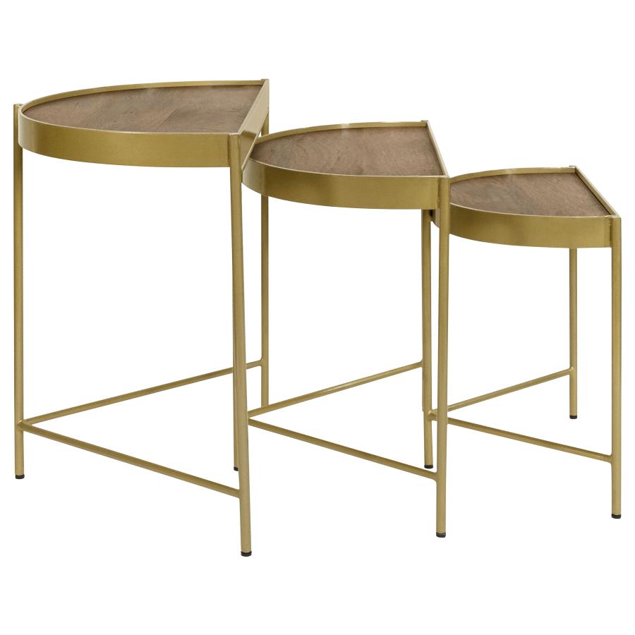 Home & Sleep Outlet - Tristen 3-Piece Demilune Nesting Table Brown and Gold