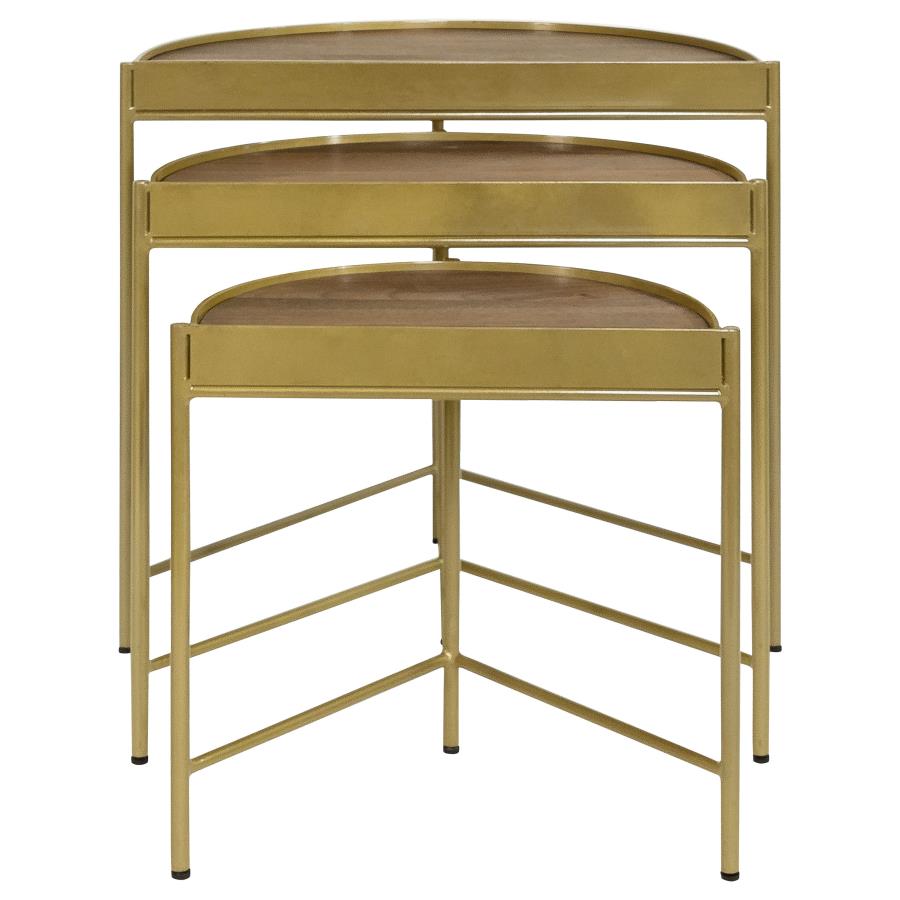 Home & Sleep Outlet - Tristen 3-Piece Demilune Nesting Table Brown and Gold