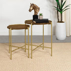 Home & Sleep Outlet - Malka 2-piece Round Wood Nesting Table Dark Brown and Gold