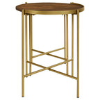 Home & Sleep Outlet - Malka 2-piece Round Wood Nesting Table Dark Brown and Gold