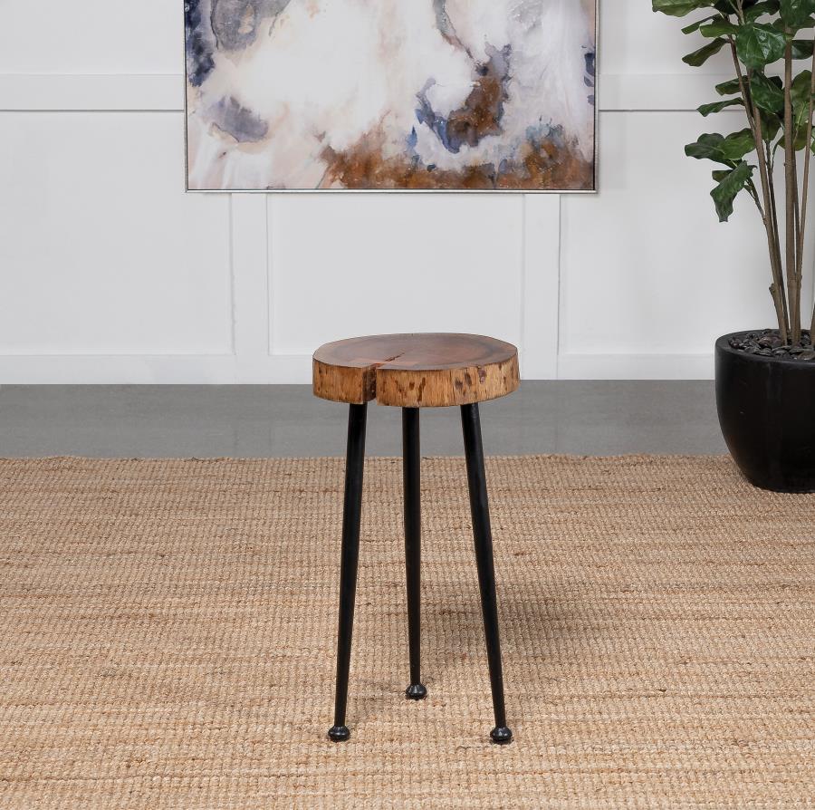 Home & Sleep Outlet - Keith Round Solid Tree Trunk Side Table Natural and Black