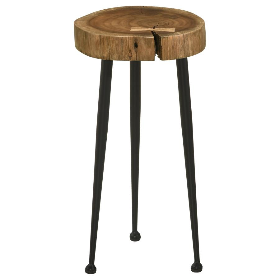 Home & Sleep Outlet - Keith Round Solid Tree Trunk Side Table Natural and Black