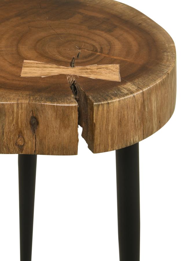 Home & Sleep Outlet - Keith Round Solid Tree Trunk Side Table Natural and Black