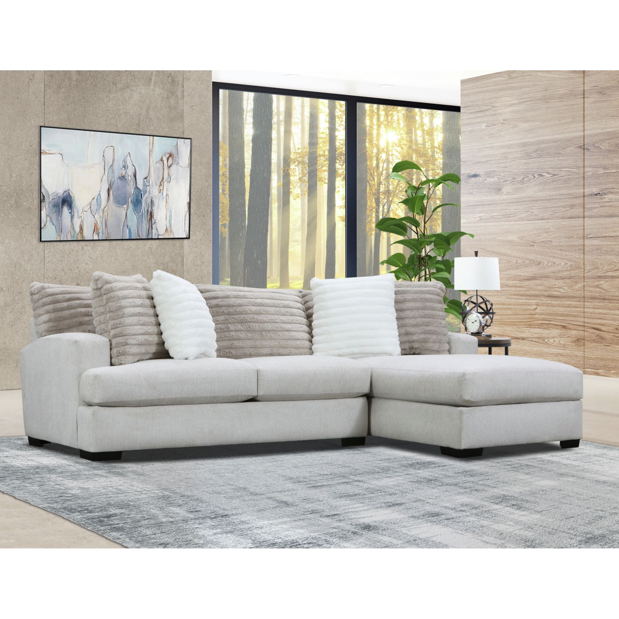 Mondo-RHF-Chaise-in-Chi-Chi-Straw/Hush-Parchment-with-2-Pillows