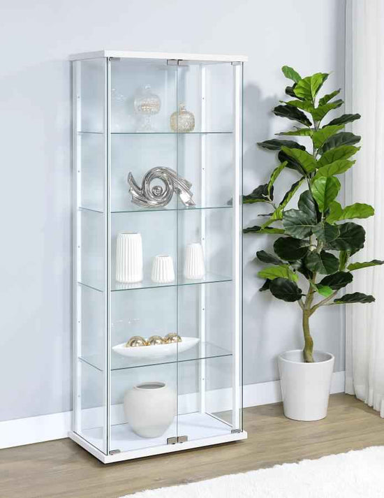 Delphinium 4-Shelf Clear Glass Curio Display Cabinet White