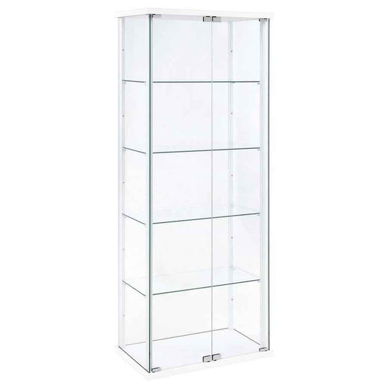 Delphinium 4-Shelf Clear Glass Curio Display Cabinet White