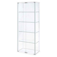 Delphinium 4-Shelf Clear Glass Curio Display Cabinet White