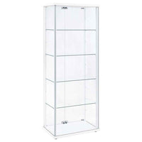 Delphinium 4-Shelf Clear Glass Curio Display Cabinet White